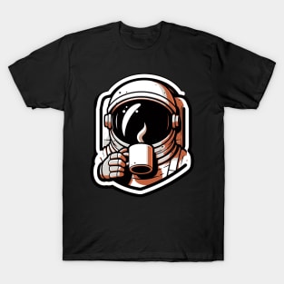 Space Astronaut Drinking Coffee,Aesthetic Galaxy Universe Astronaut T-Shirt